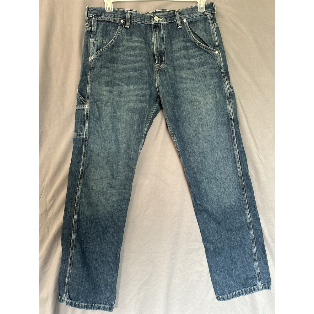 Levis Straight Carpenter Jeans Mens Medium Wash Blue Utility Workwear  2011